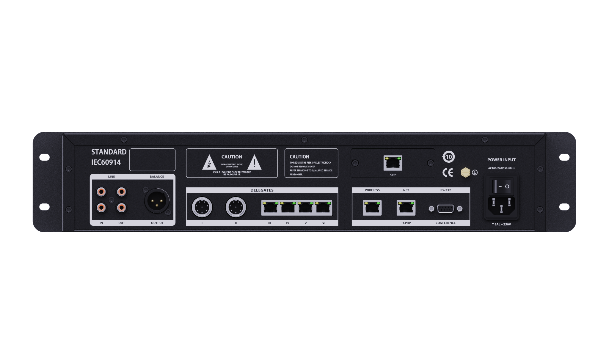 JI20M digital convergence wired conference host rear connectivity view